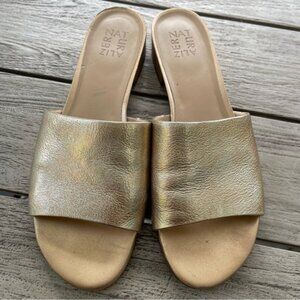 Naturalizer Mason  Gold Leather Womens Slide Sandals Size 11